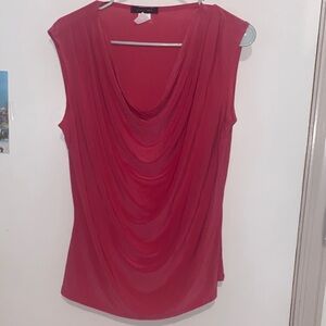 Chic Drape Neck Blouse in Vibrant Red